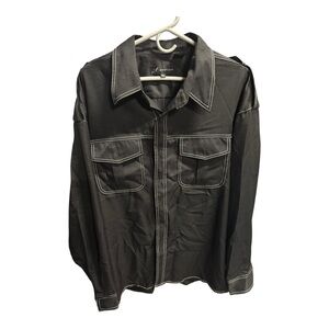 Black and White Lightweight Shirt Jacket with Structured Silhouette